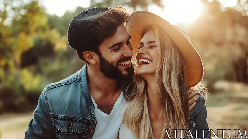 Laughing Couple in a Warm Embrace AI Image