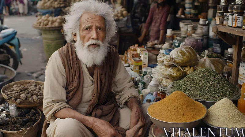 Old Man Selling Spices AI Image