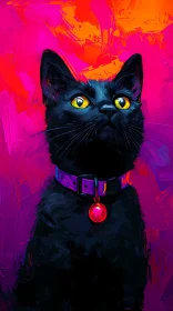 Colorful Cat Painting with Bold Background