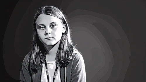 Greta Thunberg Monochrome Portrait