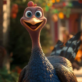 Happy Turkey Character Close-Up