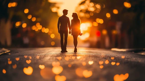 Sunset Romance: A Couple's Evening Stroll