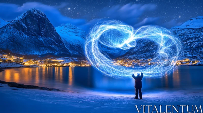 AI ART Luminous Heart Painting Under Starry Sky