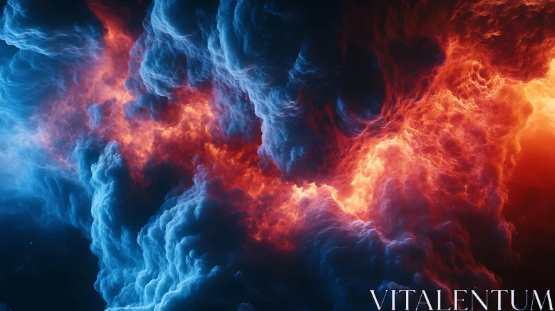 Fire and Ice Abstract Cloud Art AI Image