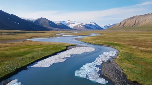 Tranquil River Valley in Mountainous Region