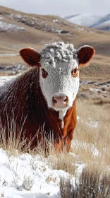 Majestic Cow in Winter Scenery