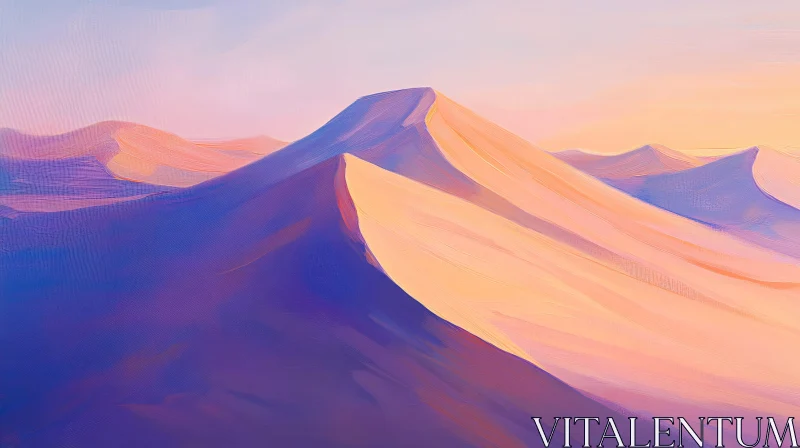 Ethereal Sunset Over Pastel Mountains AI Image