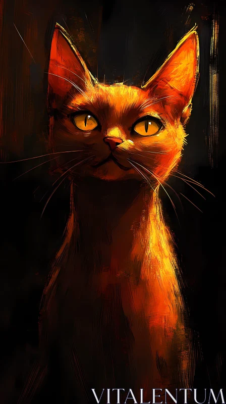 Regal Cat's Gaze in Artistic Light AI Image