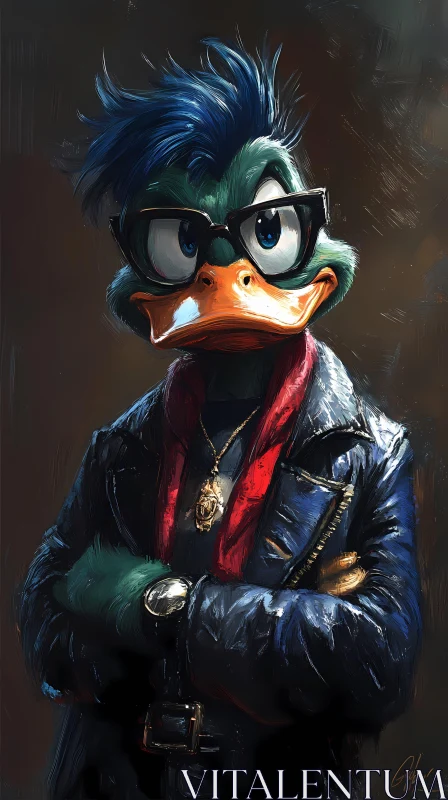 Cool Cartoon Duck Art AI Image