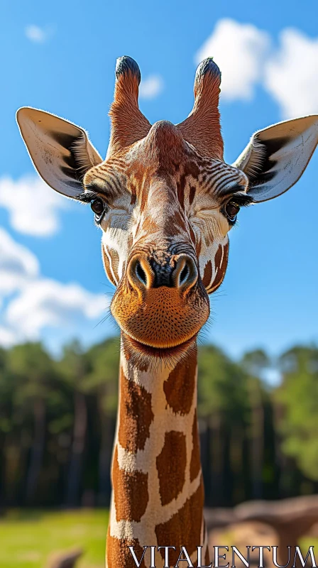 Giraffe Portrait in Nature AI Image