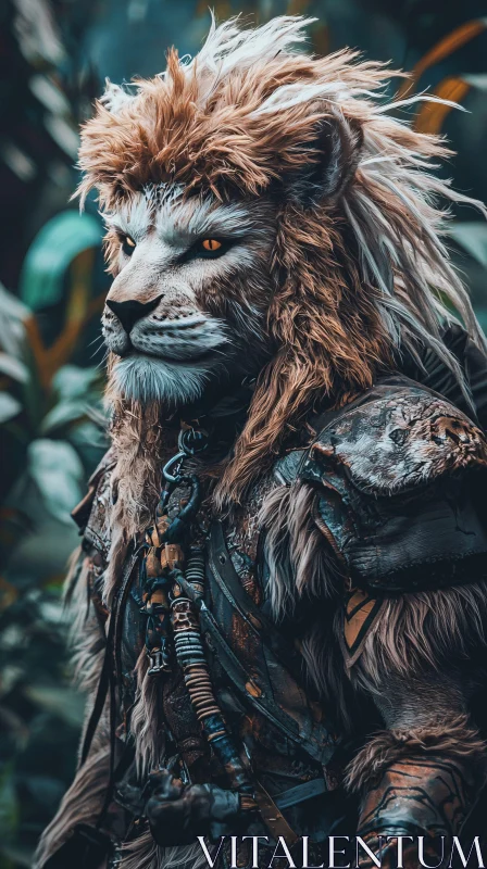 AI ART Armored Lion Warrior Portrait