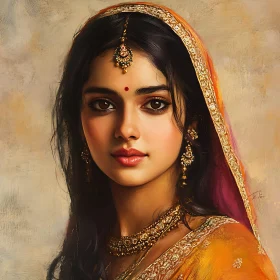 Portrait of Woman with Gold Jewelry