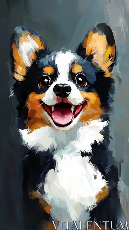 Happy Dog Art Illustration AI Image