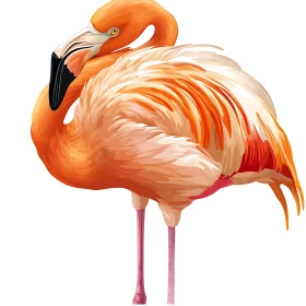 Graceful Flamingo in Shades of Orange and Pink