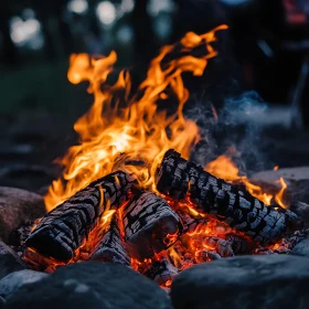 Burning Campfire with Golden Flames