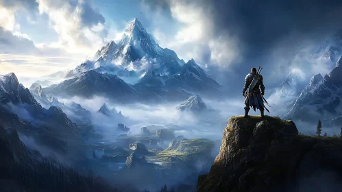 Mountain Vista with Lone Warrior