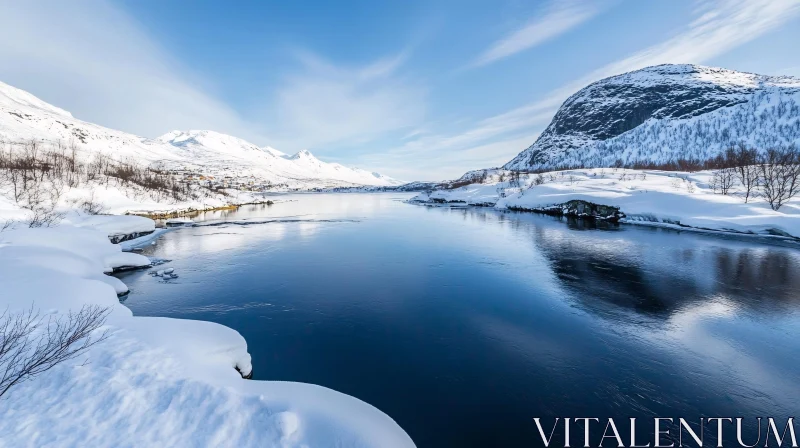 AI ART Tranquil Winter River Scene