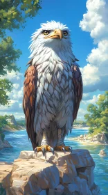 Eagle on a Rock in Natural Habitat