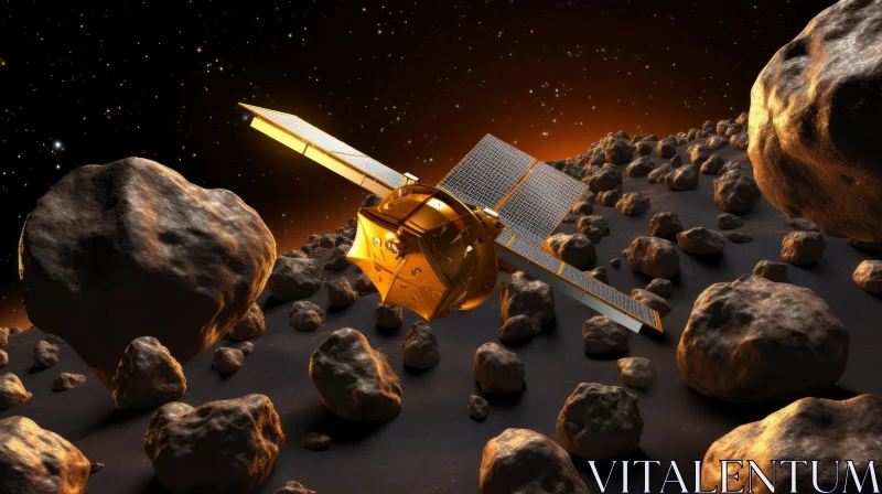 Captivating Satellite Orbiting a Majestic Rock - Artistic Image AI Image