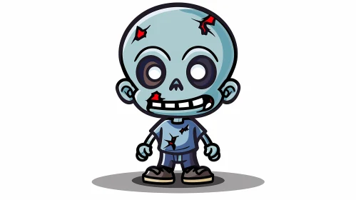 Cartoon Zombie Illustration with Blue Skin