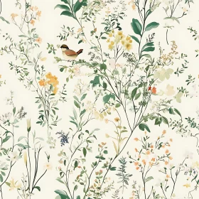 Wildflower Art with Bird