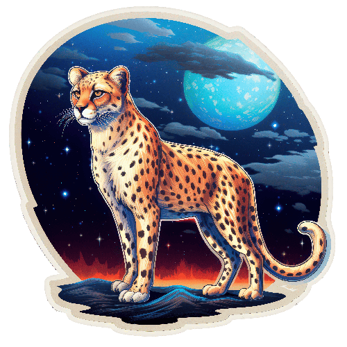 Digital Art: Cheetah Under the Starlit Sky POD Design