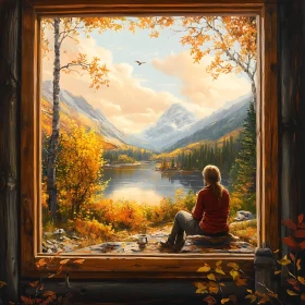Autumn Landscape Seen Through Cabin Window