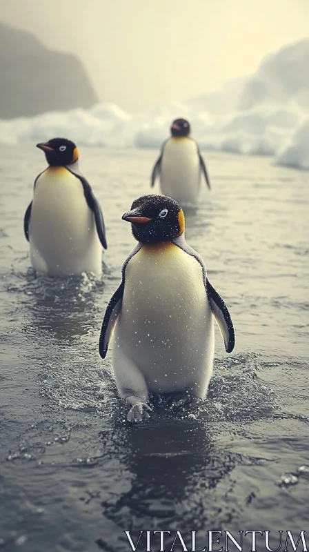 AI ART Antarctic Penguin Trio