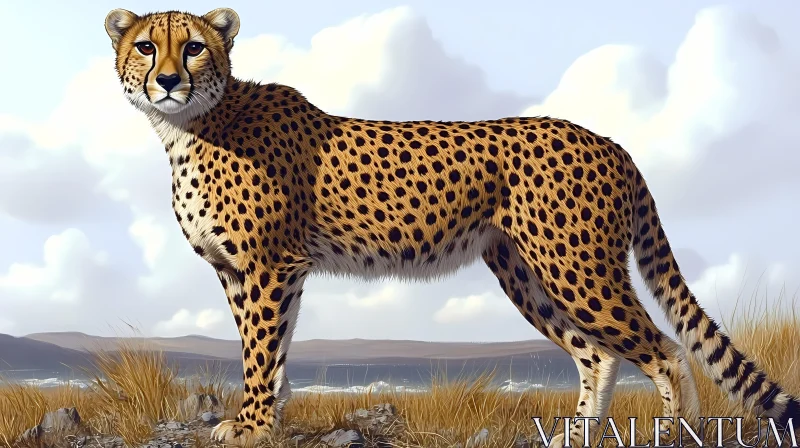 Majestic Cheetah in Natural Habitat AI Image