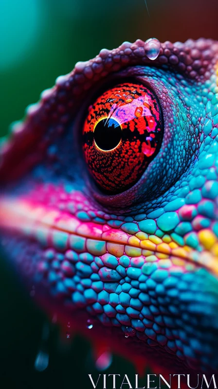 Psychedelic Lizard Eye in Spectral Colors AI Image