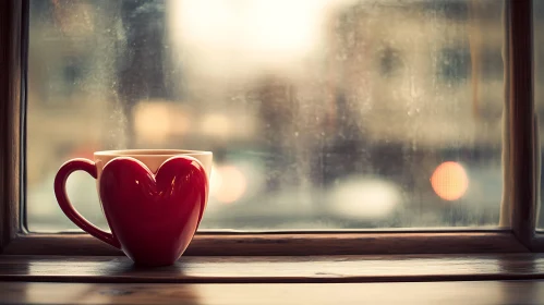 Red Heart Mug by the Window