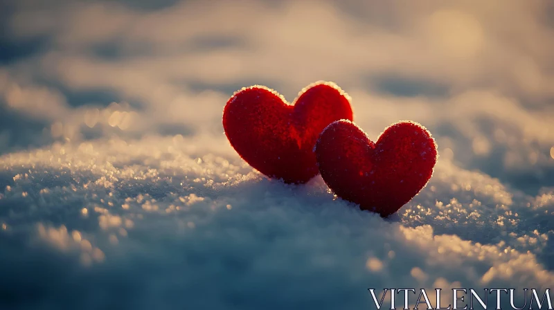 Hearts in Winter Landscape AI Image