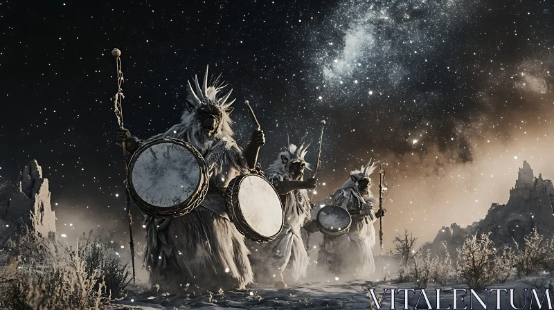 Mystical Drummers of the Night AI Image