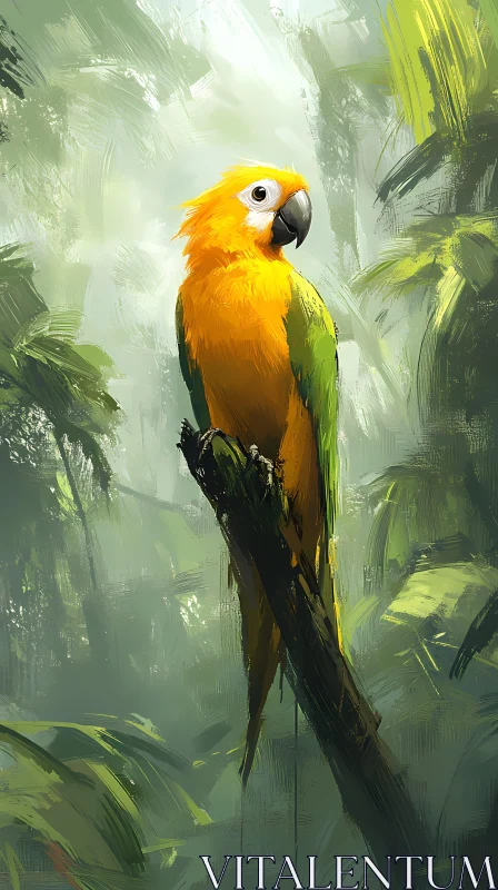 AI ART Vivid Parrot Among Jungle Foliage