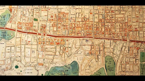 Vintage City Plan with Urban Layout