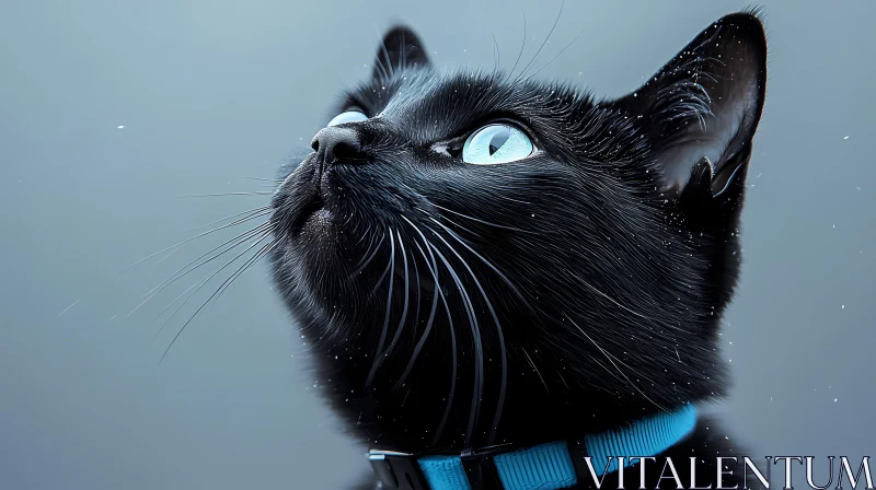 Black Cat with Blue Eyes AI Image