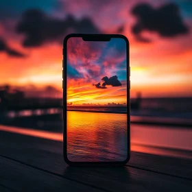 Ocean Sunset in Mobile Screen