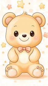 Adorable Bear with Starry Background