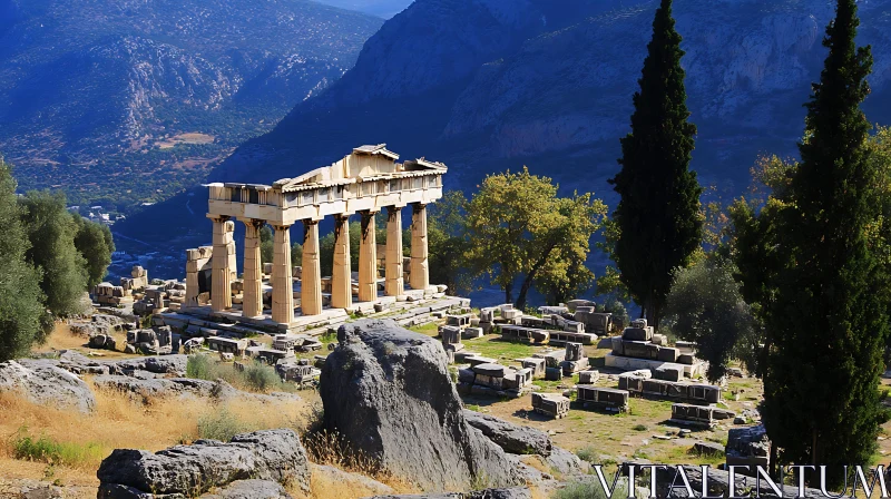 Historical Greek Temple Ruins AI Image