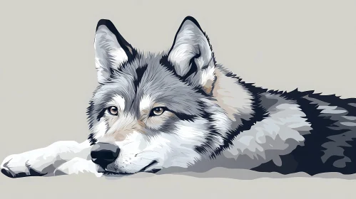 Contemplative Wolf Art