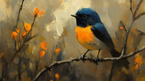 Vibrant Bird Amidst Leaves