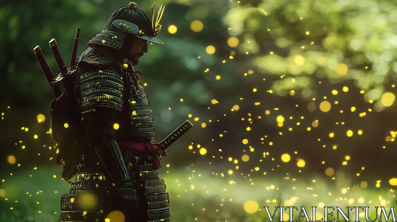 AI ART A Samurai in The Woods