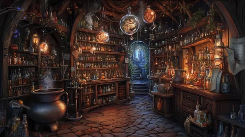 Mystical Alchemist's Laboratory with Potions