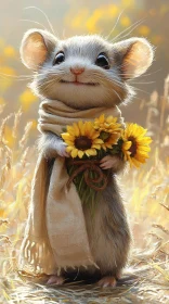 Cute Mouse in a Sunlit Field