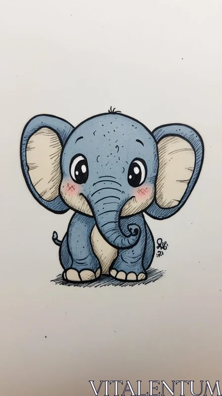 Charming Elephant Artwork AI Image