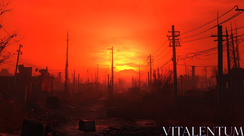 AI ART Post-Apocalyptic Sunset Cityscape