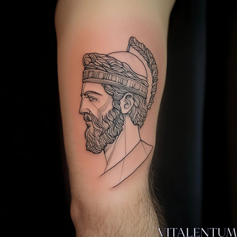 AI ART Linear Tattoo of Bearded Man Profile