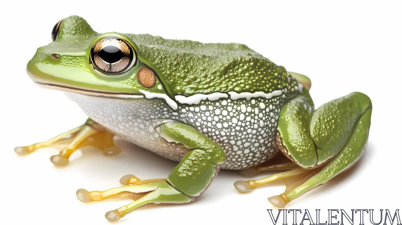 Green Frog on White Background AI Image