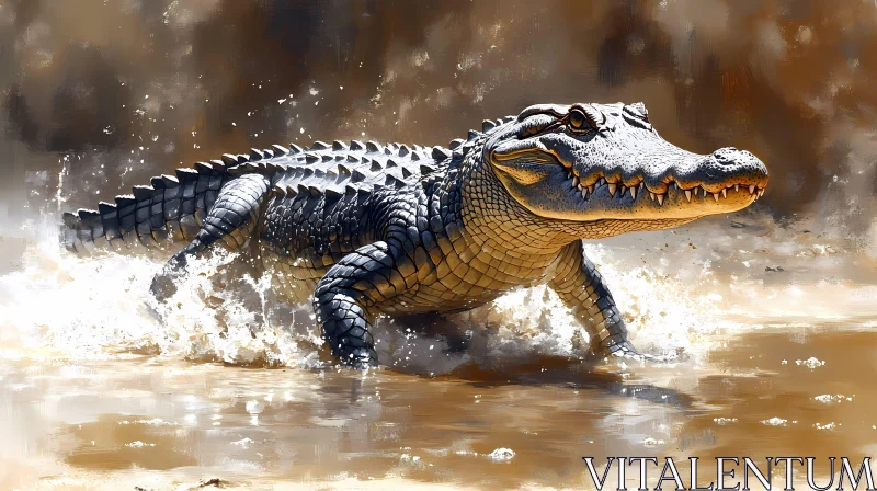 Crocodile in Natural Habitat AI Image