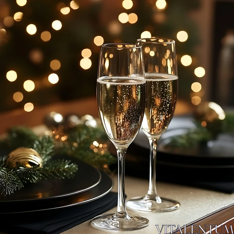 Elegant Champagne Flutes for Celebration AI Image